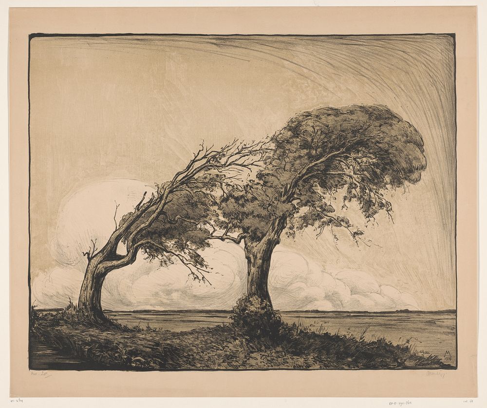 Landschap met twee bomen (1916) by Simon Moulijn