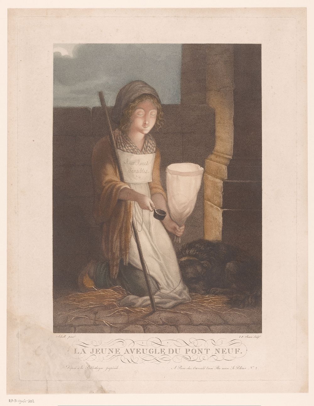 Blinde bedelares met hond (1779 - c. 1820) by Pierre Simon II, Jean Frédéric Schall and Jean Fréderic Ostervald