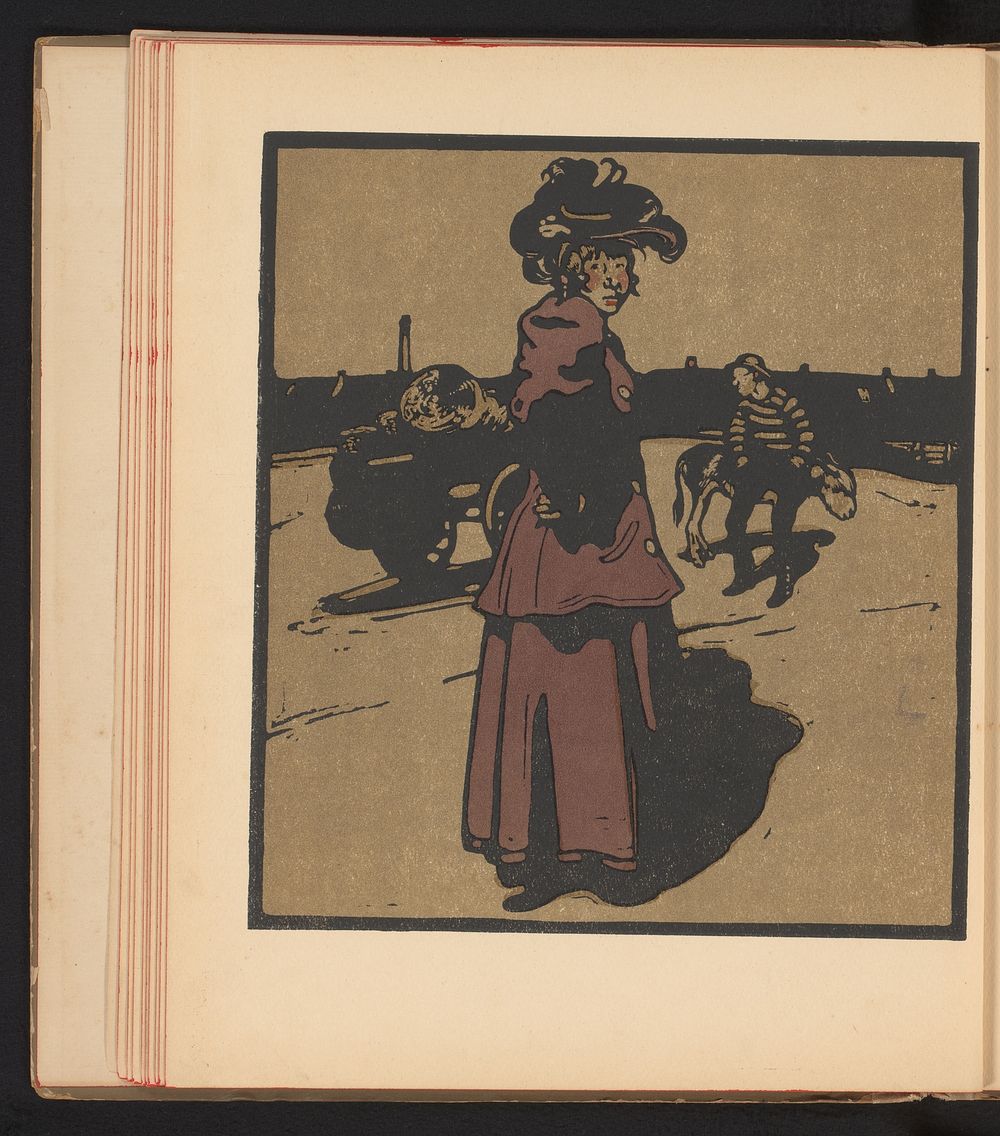 Vrouw met hoed op straat (1898) by William Nicholson and William Ernest Henley