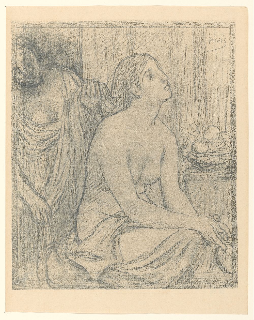 Vrouw aan haar toilet (in or after 1834 - in or before 1898) by Pierre Cécile Puvis de Chavannes