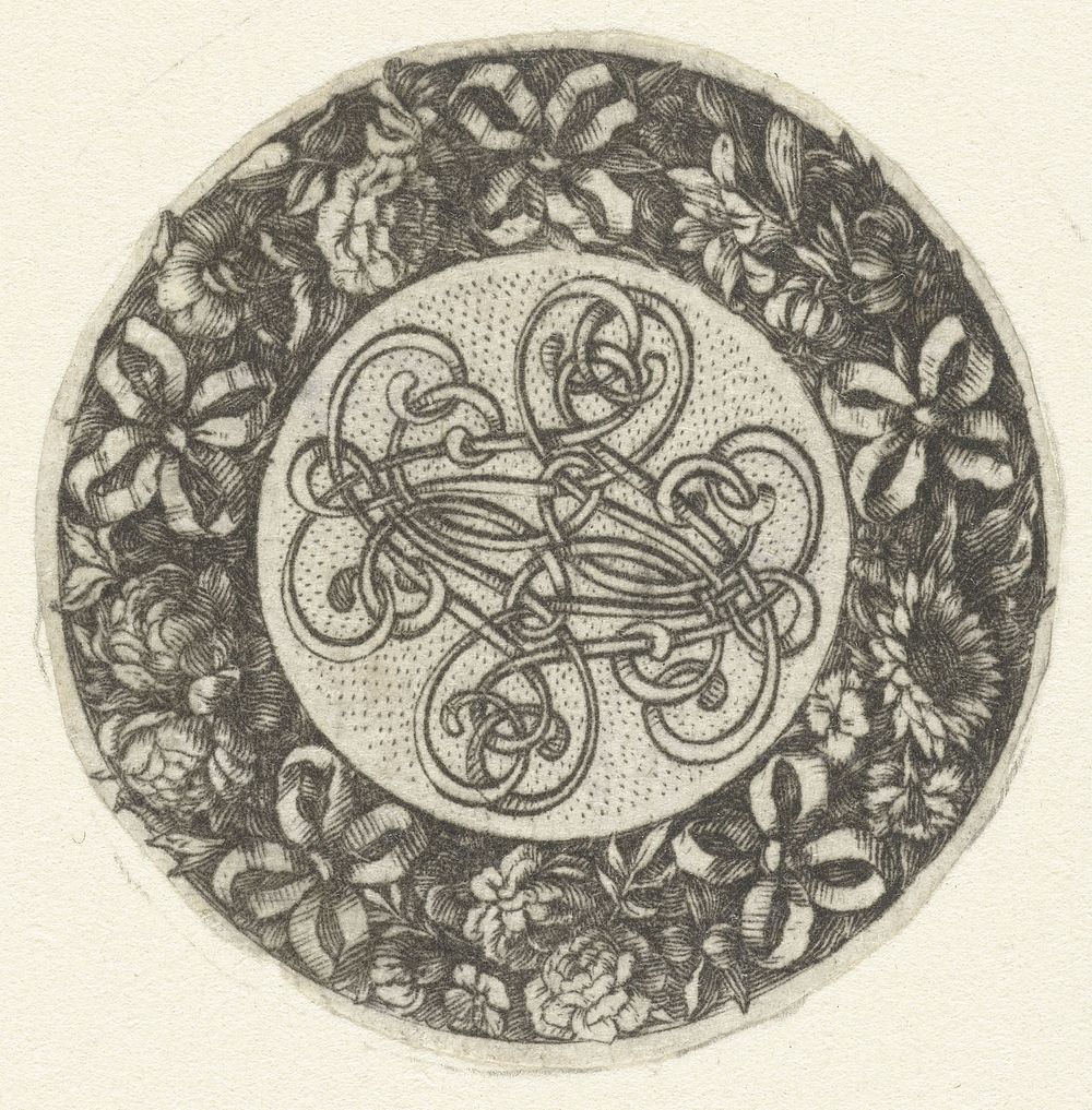 Medaillon met vlechtwerk en bloemen (1631 - 1686) by Jacques Vauquer, Jacques Vauquer and anonymous