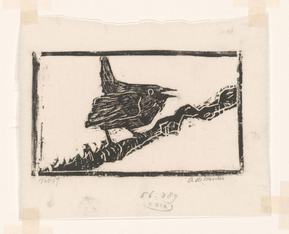 Vogel op een tak (1892 - 1951) by Janus de Winter