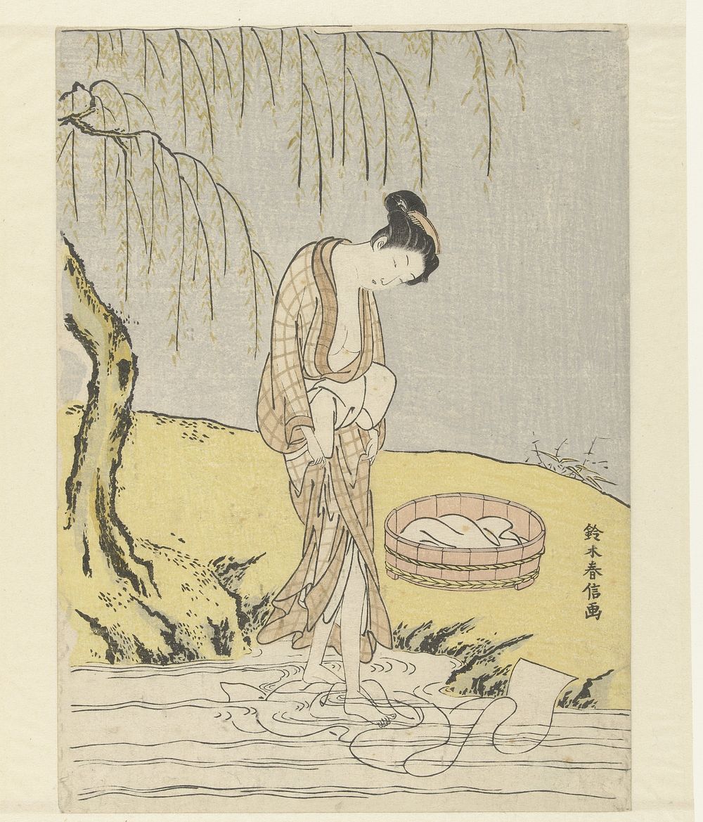 Laken wassende vrouw (1765 - 1770) by Suzuki Harunobu
