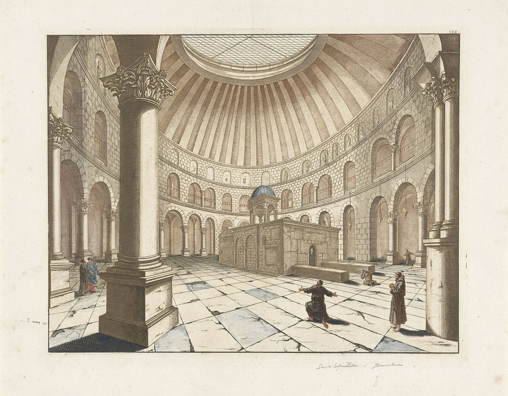 Heilig Grafkerk te Jeruzalem (1698 - 1700) by Pieter Schenk I, Cornelis de Bruyn, Gerard Valck and Hendrik van Kroonevelt