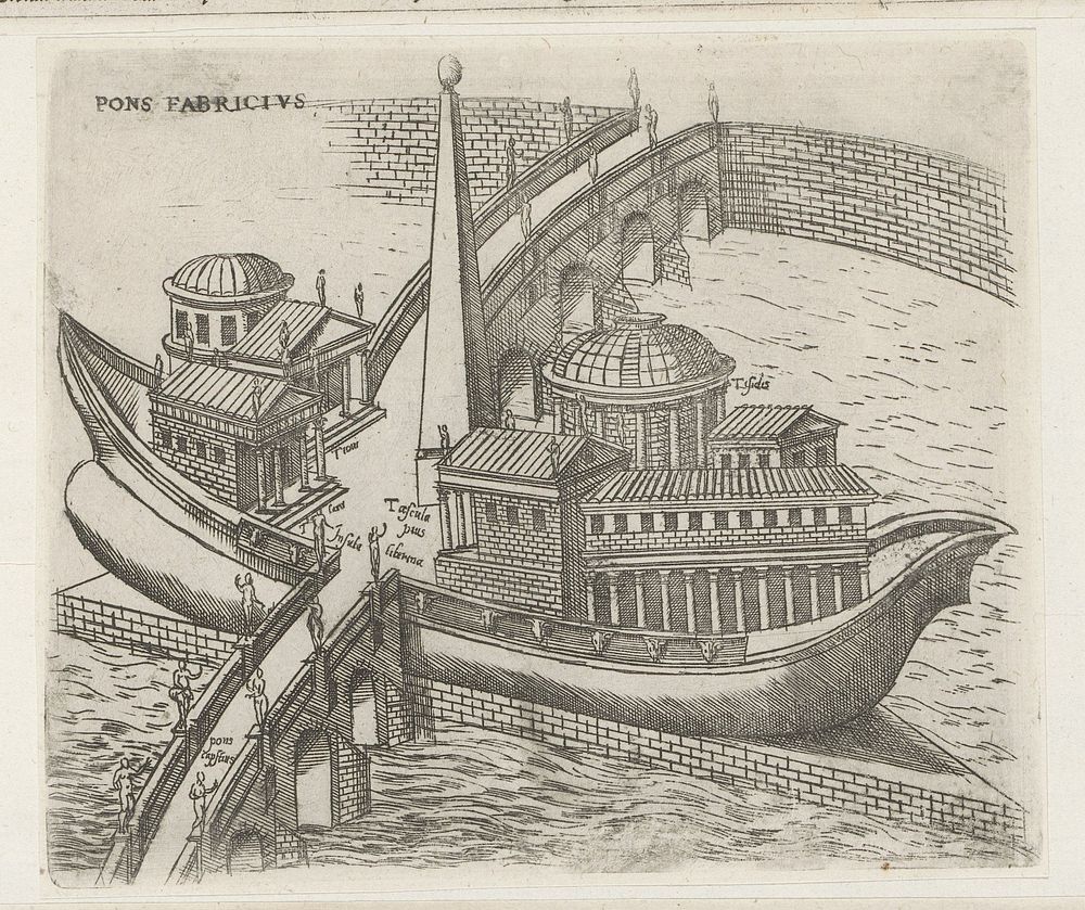 Het Tibereiland te Rome (1584) by Jacques Androuet, Denis Duval and Jacobus van Savoye Nemours