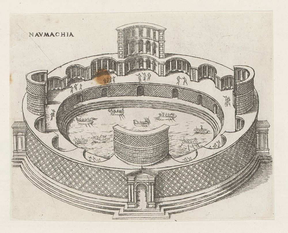 Een naumachia te Rome (1584) by Jacques Androuet, Denis Duval and Jacobus van Savoye Nemours