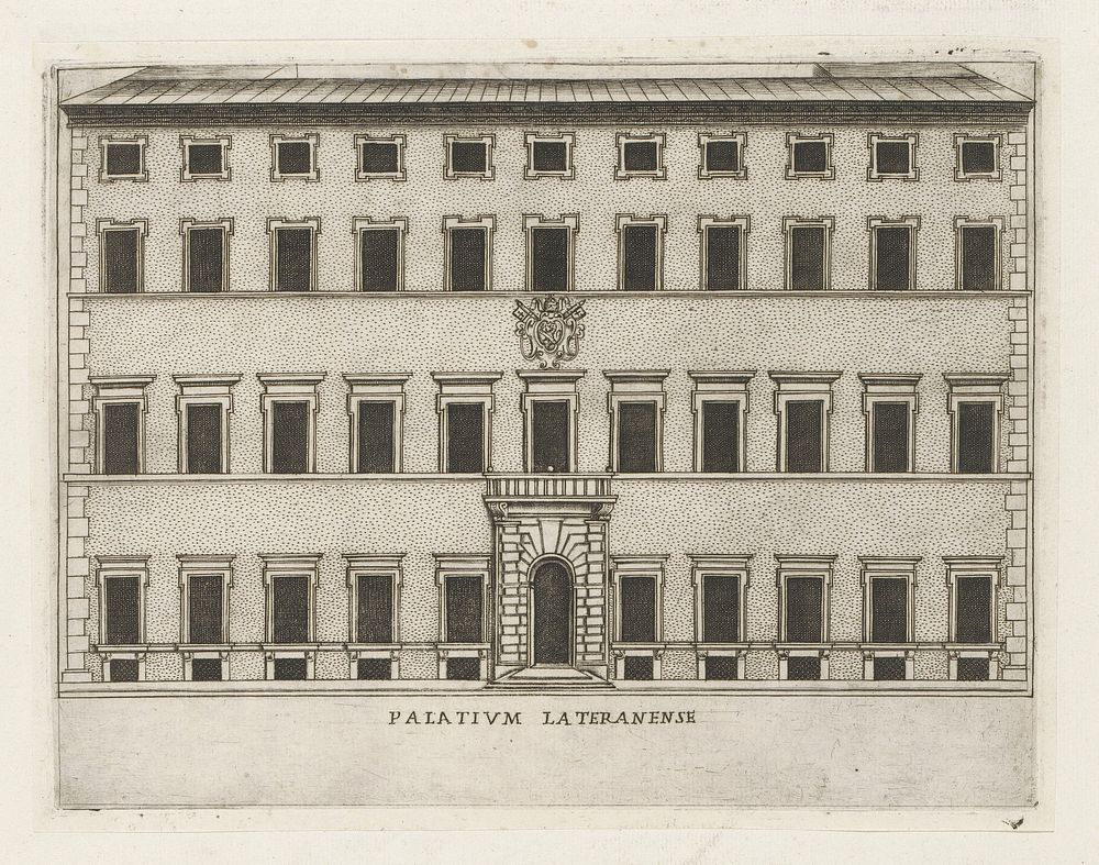 Façade van het Lateraans Paleis te Rome (1638) by Giacomo Lauro, Domenico Fontana, Giovanni Battista de Rossi and Urbanus…