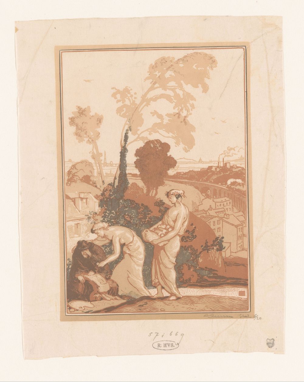 Muziek en Poëzie helpen de kunstenaar (c. 1909) by Auguste Lepère