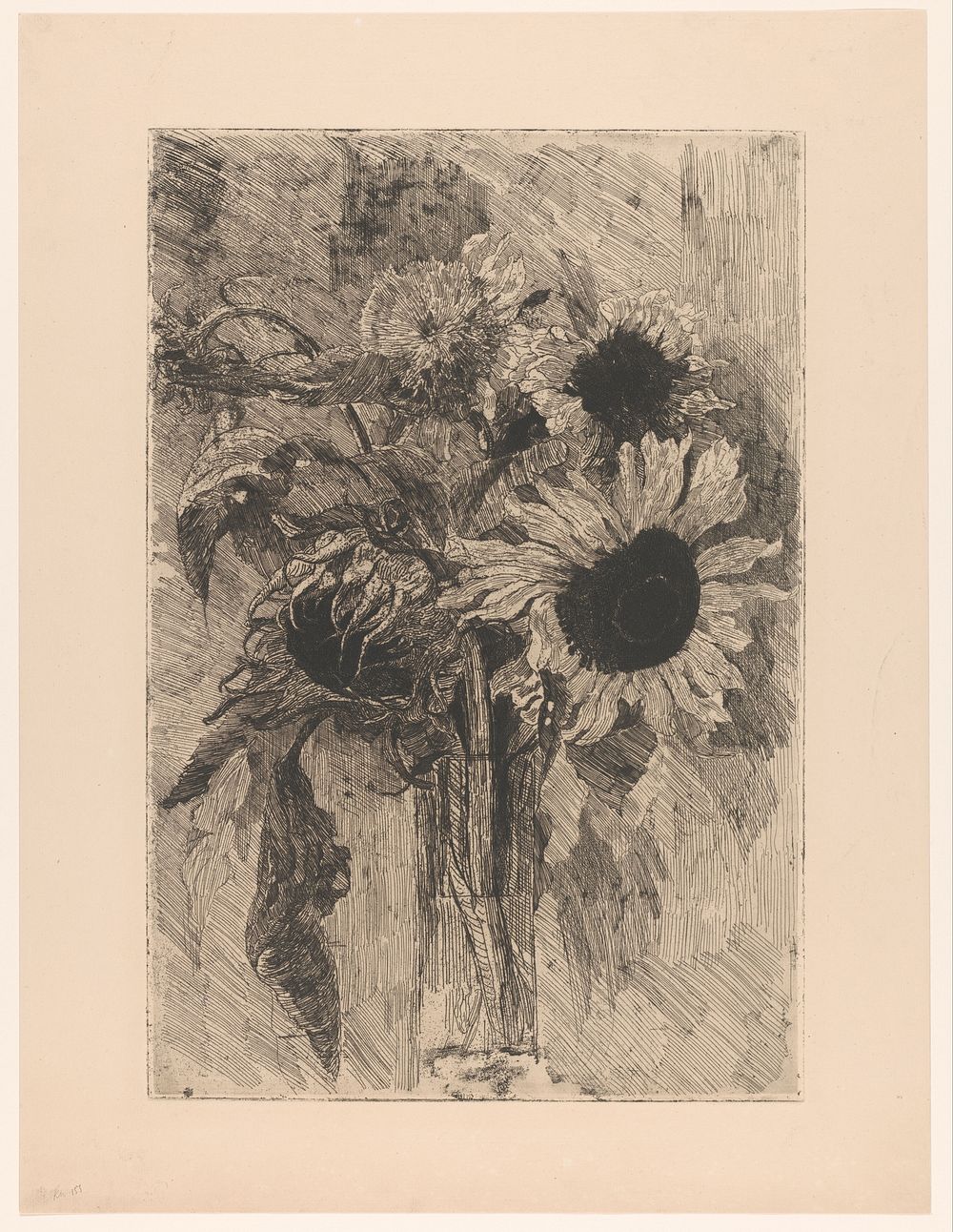 Zonnebloemen in een vaas (1872 - 1950) by Barbara Elisabeth van Houten