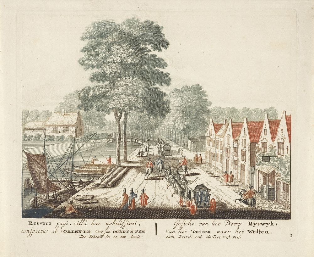 Gezicht op het dorp Rijswijk (1697) by Pieter Schenk I, Pieter Schenk I and Staten van Holland en West Friesland