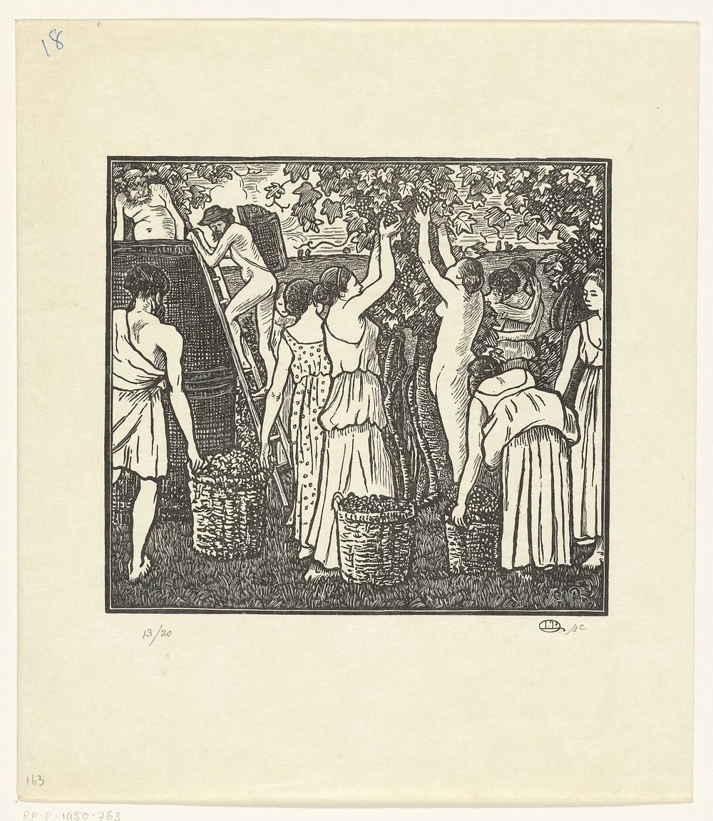 De wijnoogst (1899) by Lucien Pissarro, Lucien Pissarro, Camille Jacob Pissarro and Lucien Pissarro