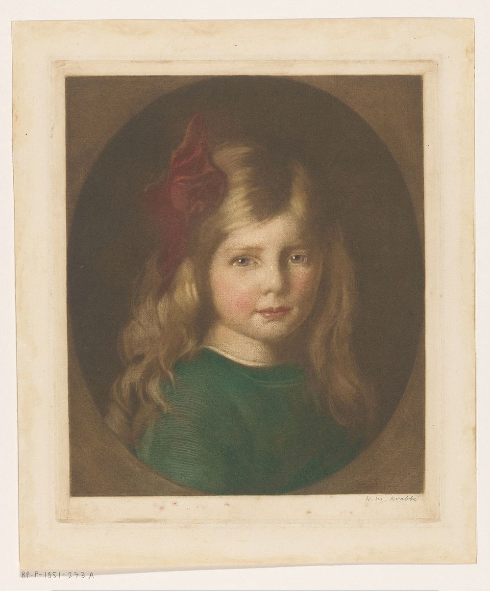 Portret van een onbekend meisje (1878 - 1931) by Heinrich M Krabbé