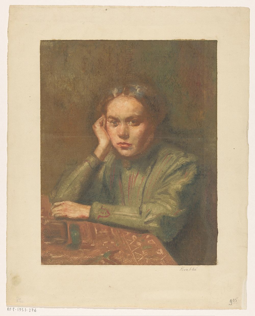Portret van een onbekende vrouw (1878 - 1931) by Heinrich M Krabbé