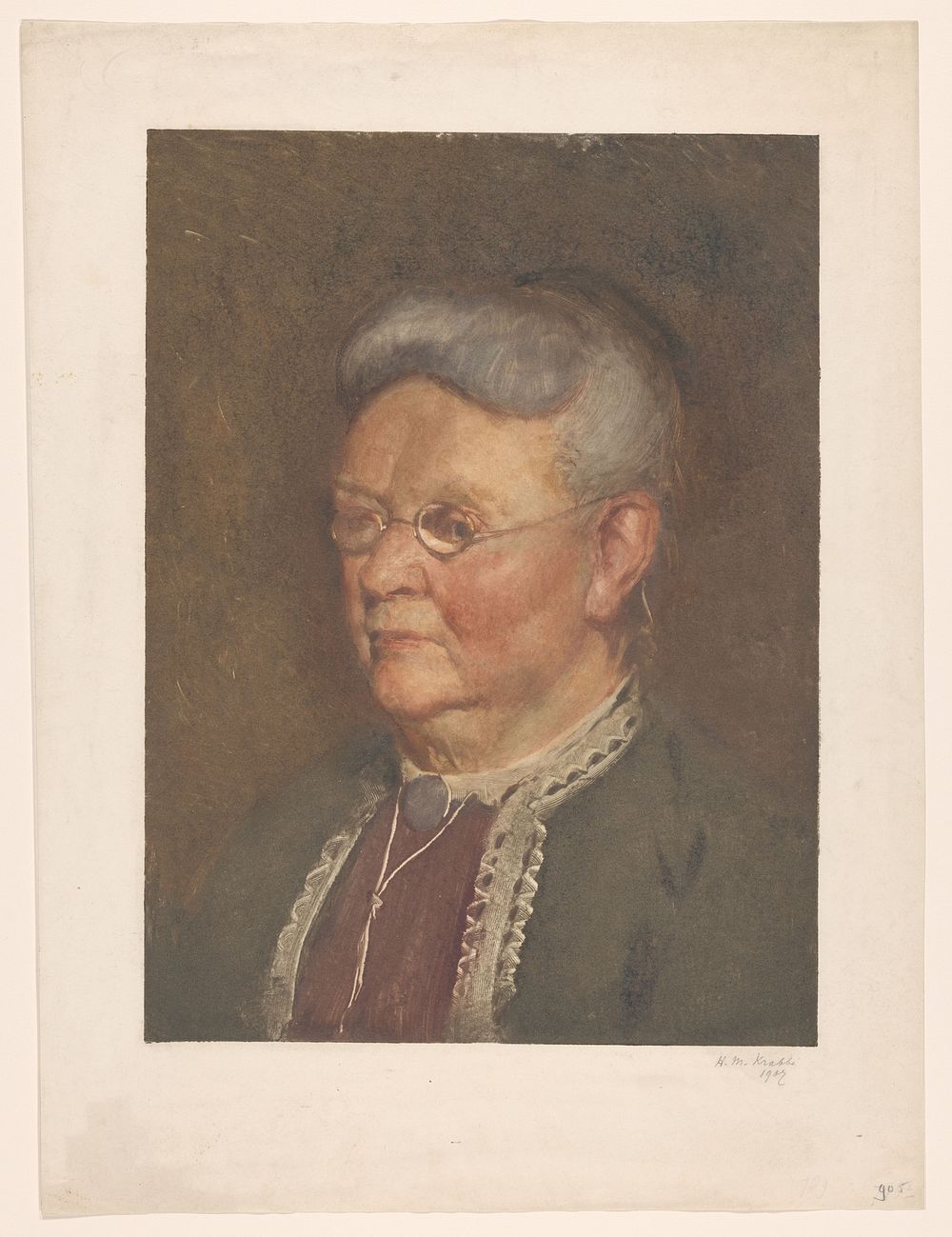 Portret van een oude dame (1907) by Heinrich M Krabbé