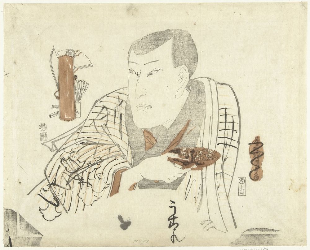 Acteur met schaaltje (1840) by Utagawa Kunisada I and Ibaya Senzaburô