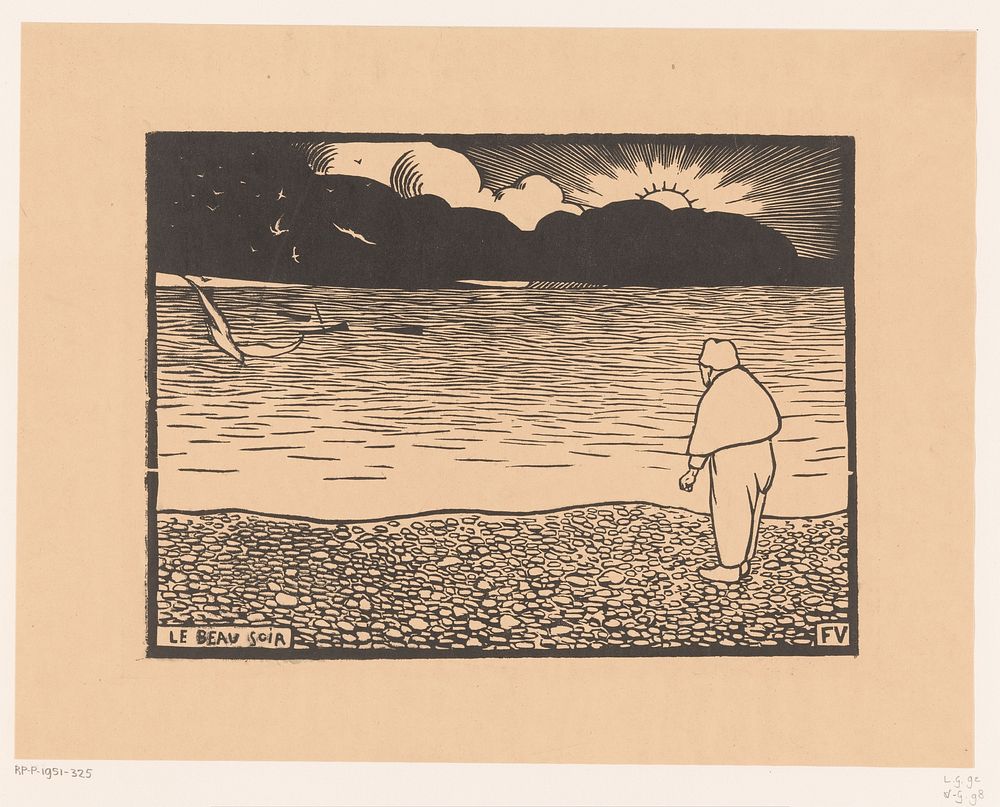 Man bij zonsondergang aan zee (1892) by Félix Edouard Vallotton