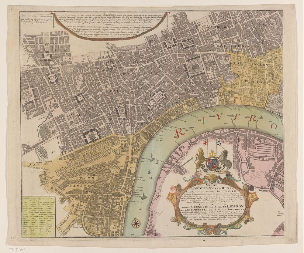 Plattegrond van Londen (linkerdeel deel) (1736) by anonymous and erven Johann Baptista Homann