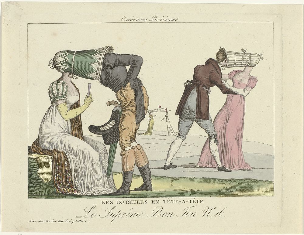 Le Supreme Bon Ton, Caricatures Parisiennes, 1800-1815, No.16: Les invisibles en tête-a-tête. (1800 - 1815) by anonymous and…