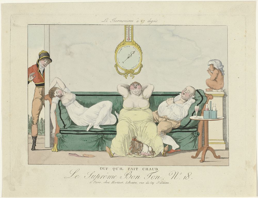 Le Supreme Bon Ton, 1800-1815, No. 18: Ouf qu'il fait chaud (1800 - 1815) by anonymous and Aaron Martinet