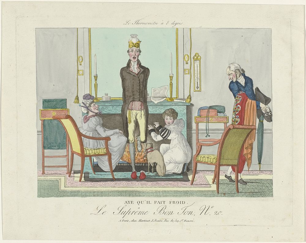 Le Supreme Bon Ton, Le Thermomètre à 8 degrés, 1800-1815, No. 20: Aye qu'il fait froid. (1800 - 1815) by anonymous and Aaron…