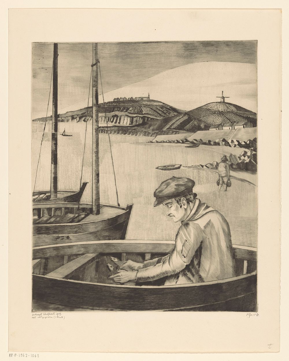 Visser in een afgemeerd schip (1927) by Lodewijk Schelfhout and N V Roeloffzen and Hübner