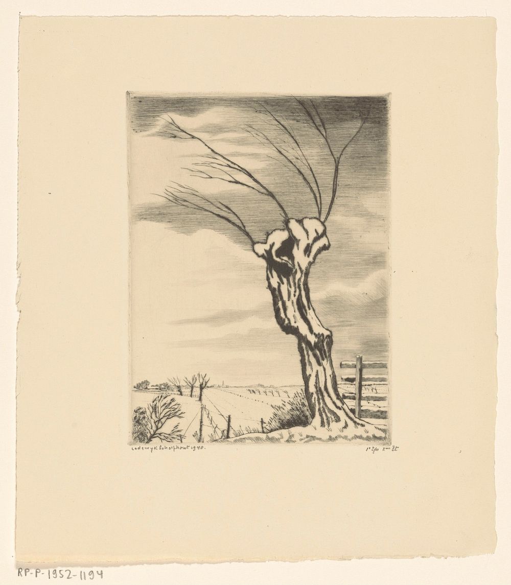Wilg in een winterlandschap (1940) by Lodewijk Schelfhout and N V Roeloffzen and Hübner