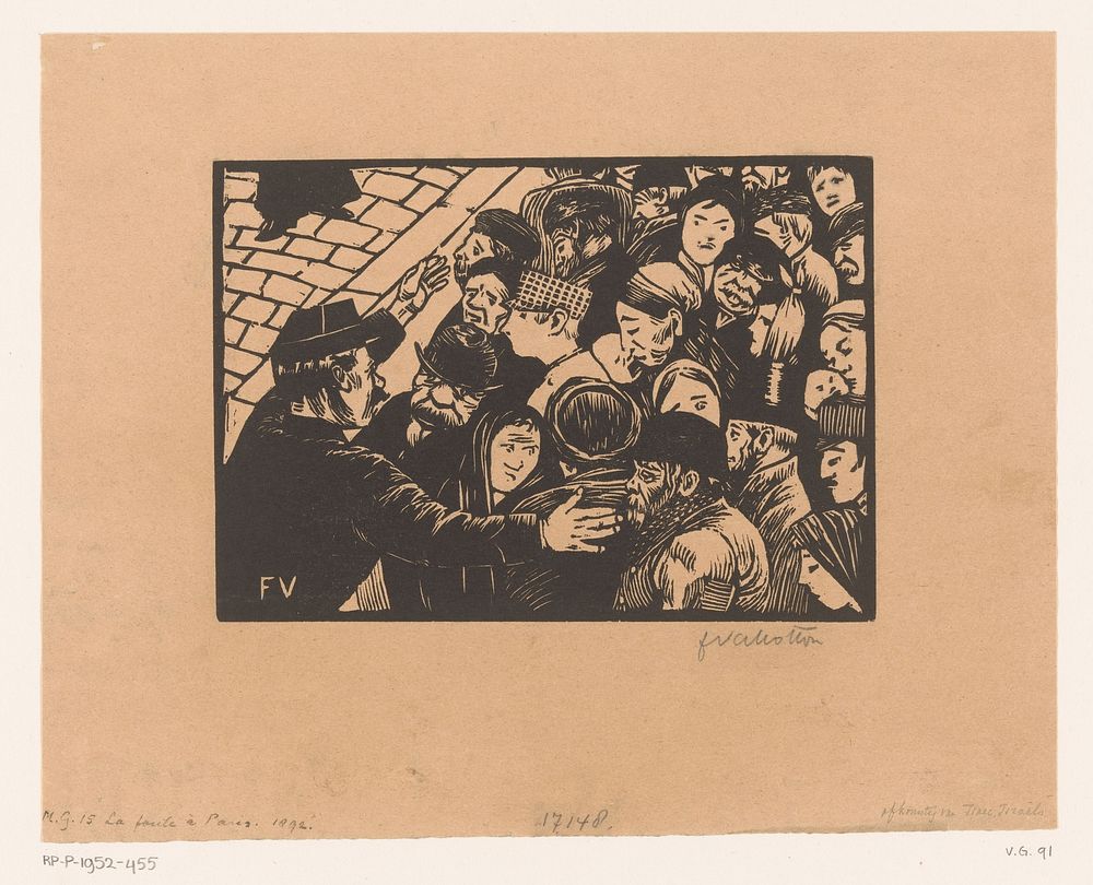 Agent houdt een menigte tegen (1892) by Félix Edouard Vallotton