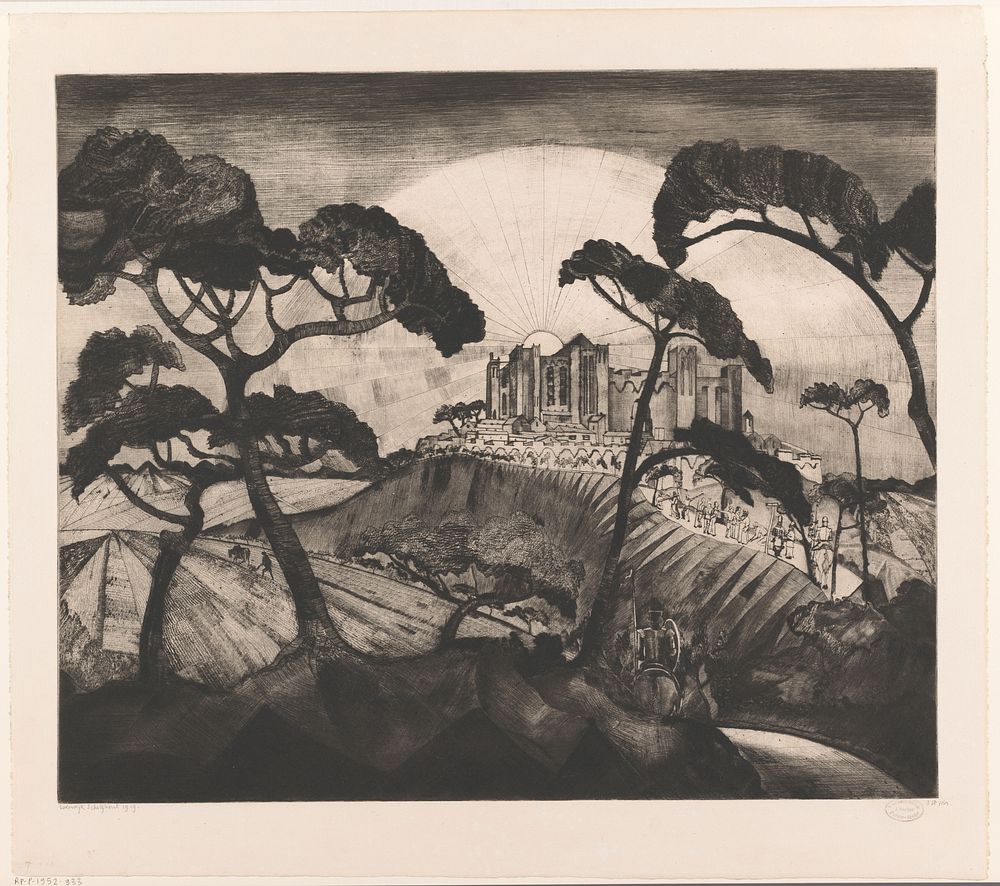 Kasteel op een heuvel (1919) by Lodewijk Schelfhout and N V Roeloffzen and Hübner