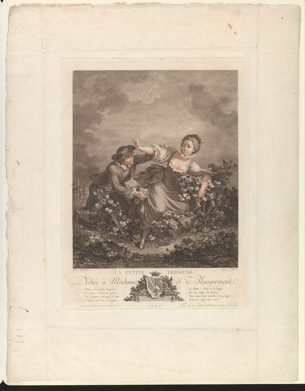 Rennende jonge vrouw achtervolgd door een jonge man (1760 - 1836) by Jacques Couché, Philippe Caresme, Tessari and Cie…