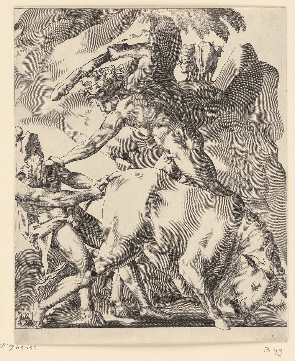 Hercules vecht met Cacus (1515 - 1565) by Giovanni Jacopo Caraglio and Rosso Fiorentino
