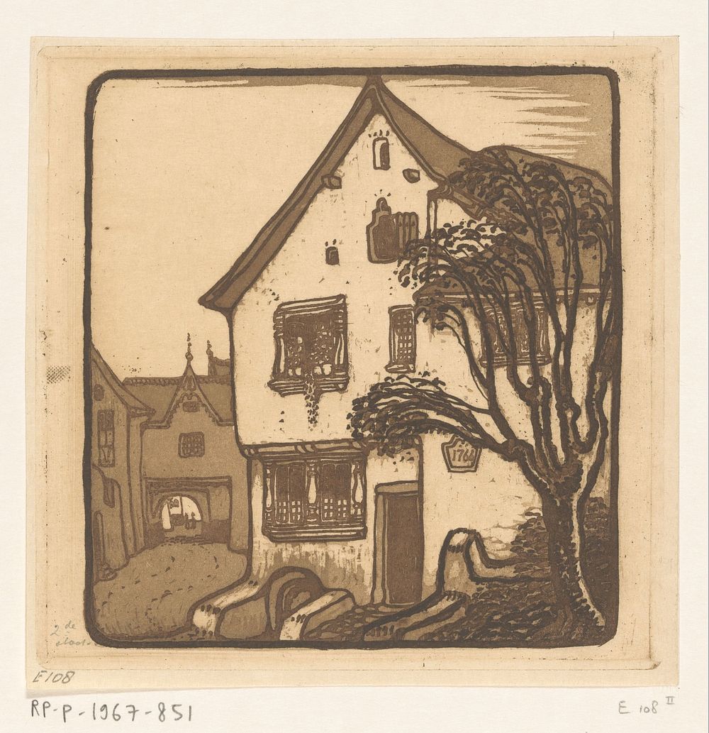 Straat in een stad aan de Moezel (1910) by Wijnand Otto Jan Nieuwenkamp and Wijnand Otto Jan Nieuwenkamp
