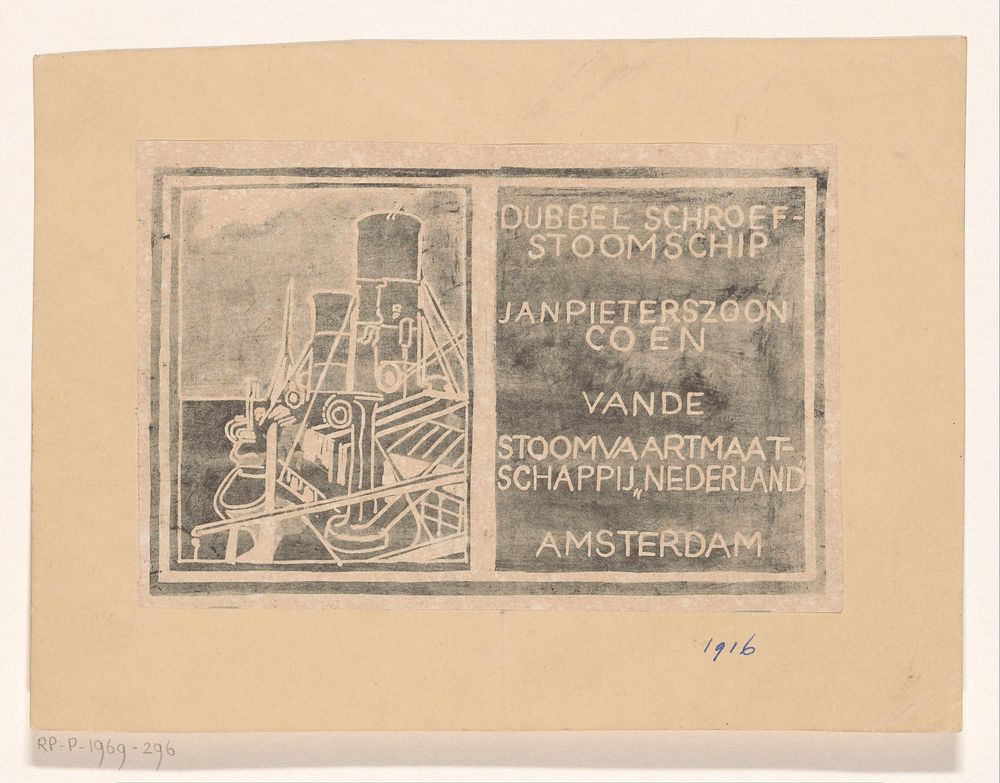 Stoomschip Jan Pieterszoon Coen (1916) by Carel Adolph Lion Cachet
