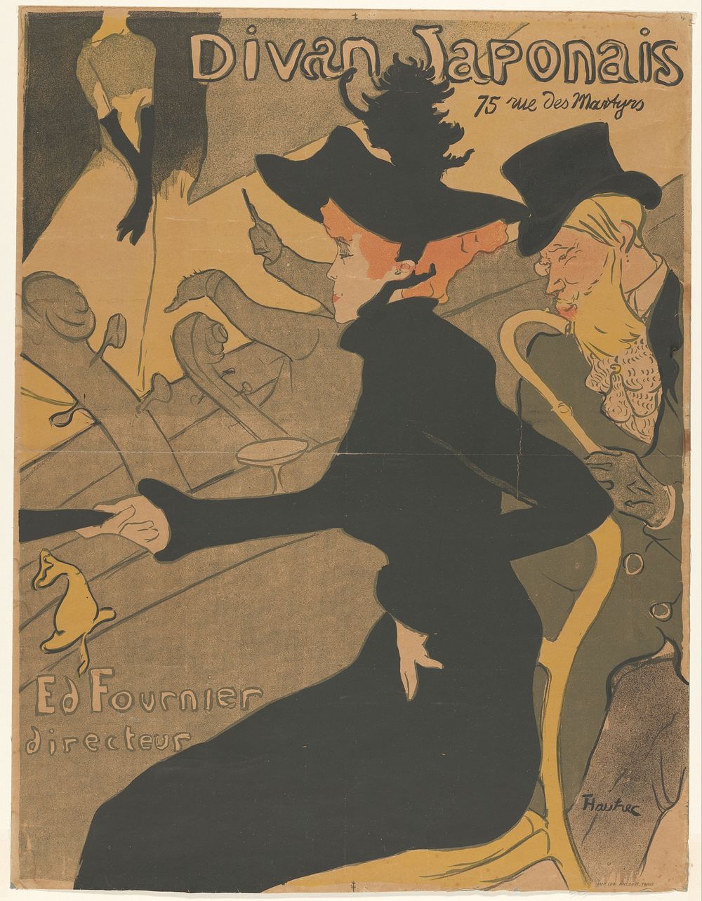 Vrouw en man in het publiek bij een zangvoorstelling (1893) by Henri de Toulouse Lautrec and Edward Ancourt
