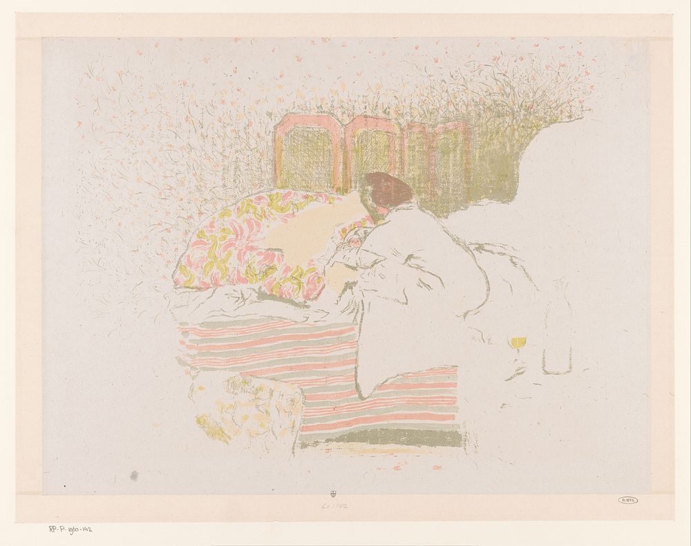 Vrouw met kind op bed (c. 1899) by Édouard Vuillard