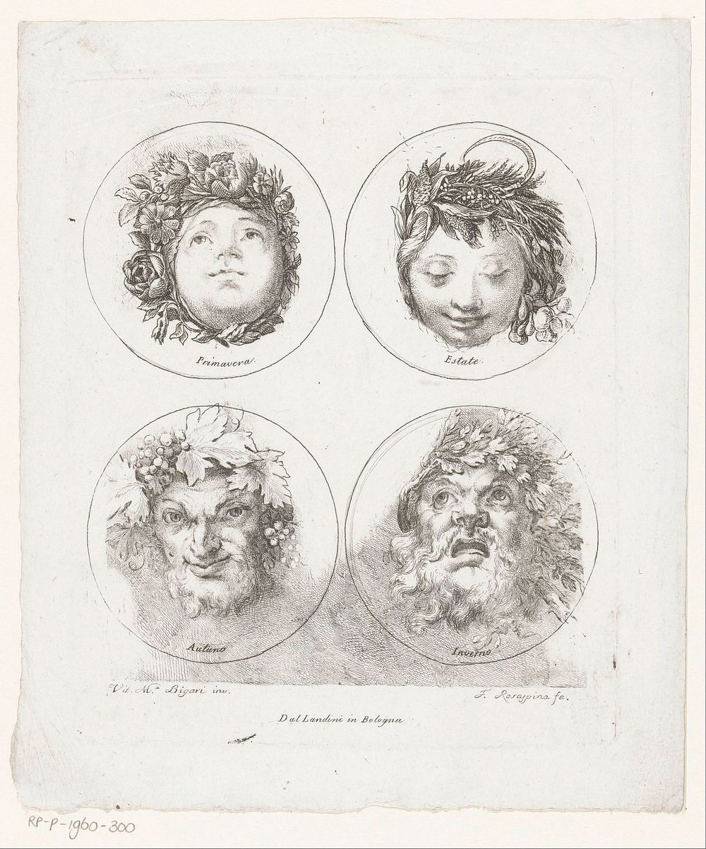 De vier jaargetijden (1772 - 1841) by Francesco Rosaspina, Vittorio Maria Bigari and Giovanni Battista Landini