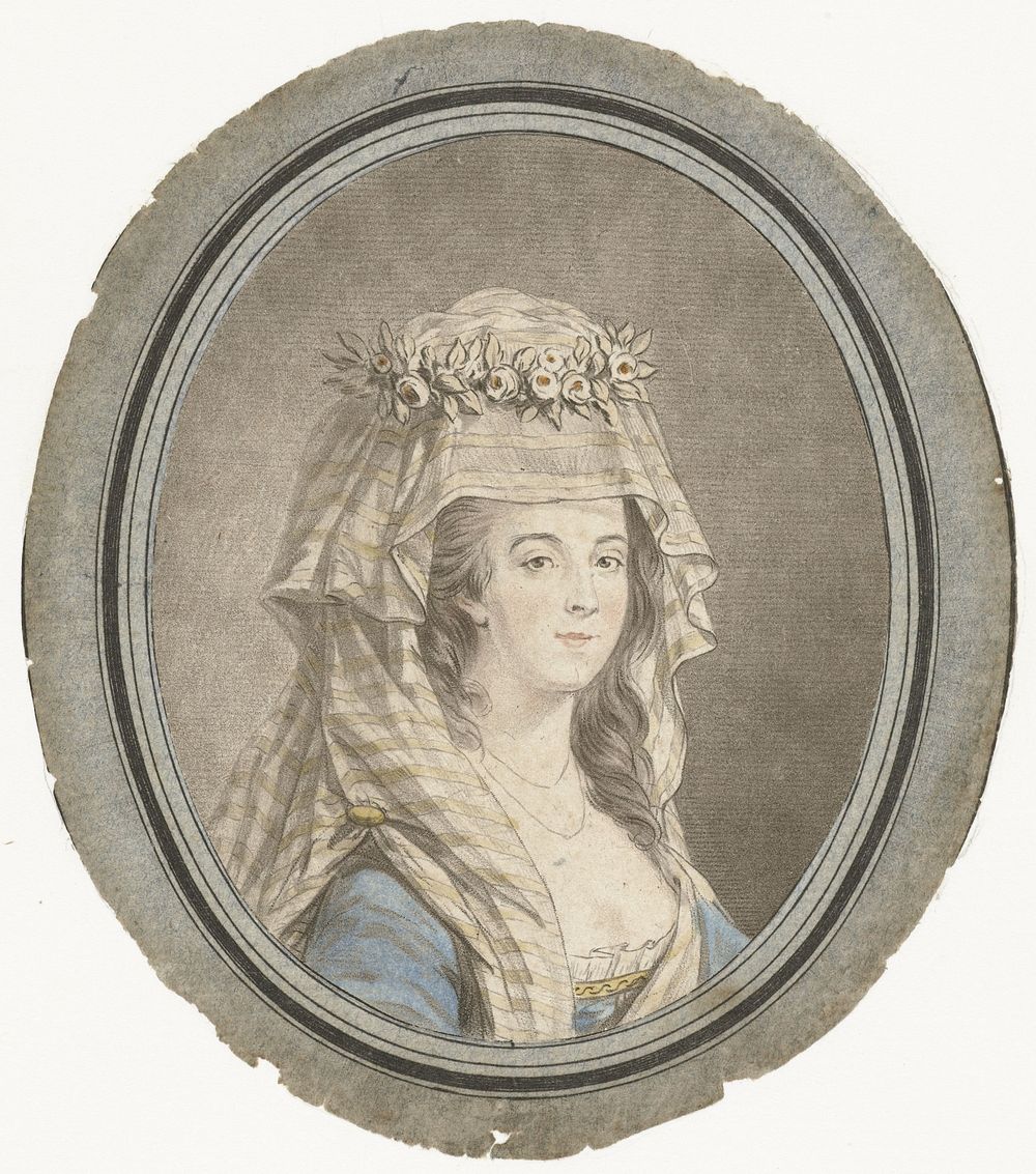 Buste van een vrouw met hoofdtooi (1750 - 1800) by Jean Augustin Léveillé