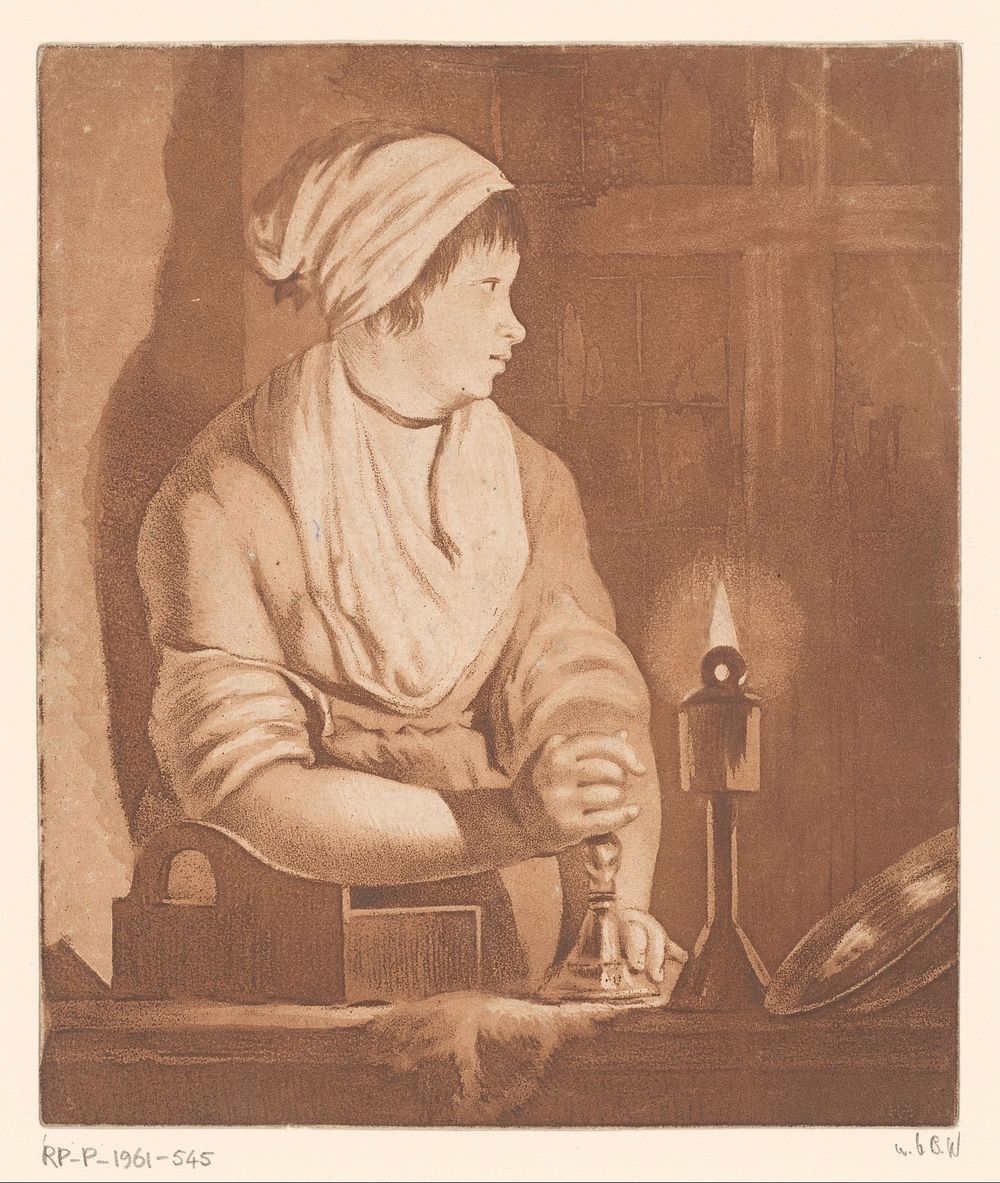 Vrouw bij kaarslicht (1744 - 1817) by François Philippe Charpentier