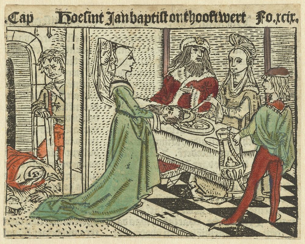 Salome brengt het hoofd van Johannes de Doper naar Herodias (1485 - 1491) by Meester van Antwerpen I