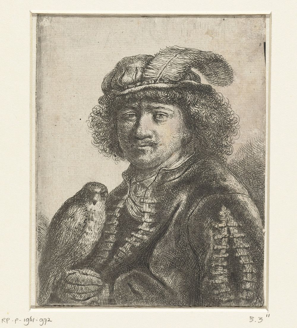 Man met een valk (1623 - 1647) by Isaac de Jouderville and Rembrandt van Rijn