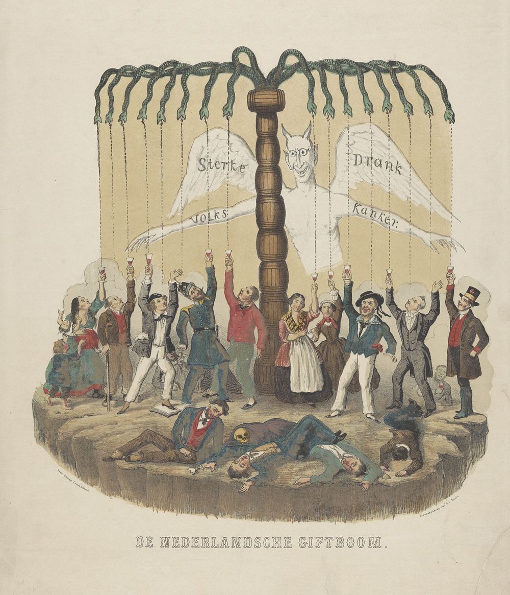 Waarschuwing tegen drankmisbruik, 1867-1868 (1867 - 1868) by anonymous, George Cruikshank and H L Smits