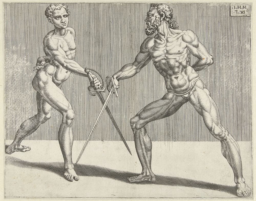 Twee zwaardvechters (1552) by Dirck Volckertsz Coornhert and Maarten van Heemskerck