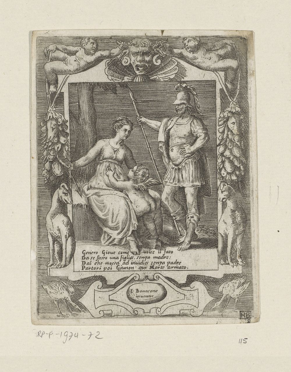 Juno en Mars (1501 - 1580) by Giulio Bonasone and Giulio Bonasone