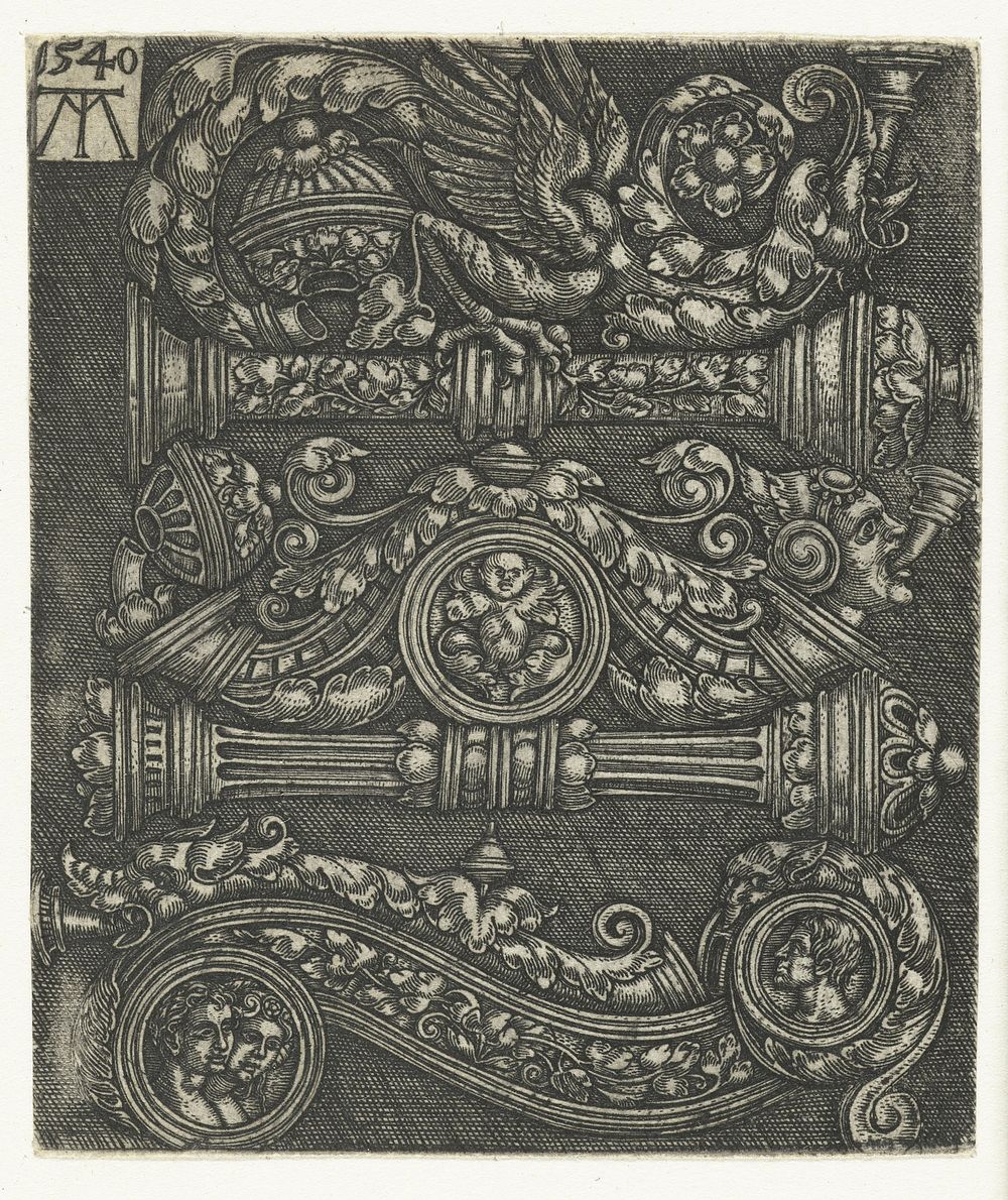 Drie ontwerpen voor jachthoorns (1540) by Monogrammist MT