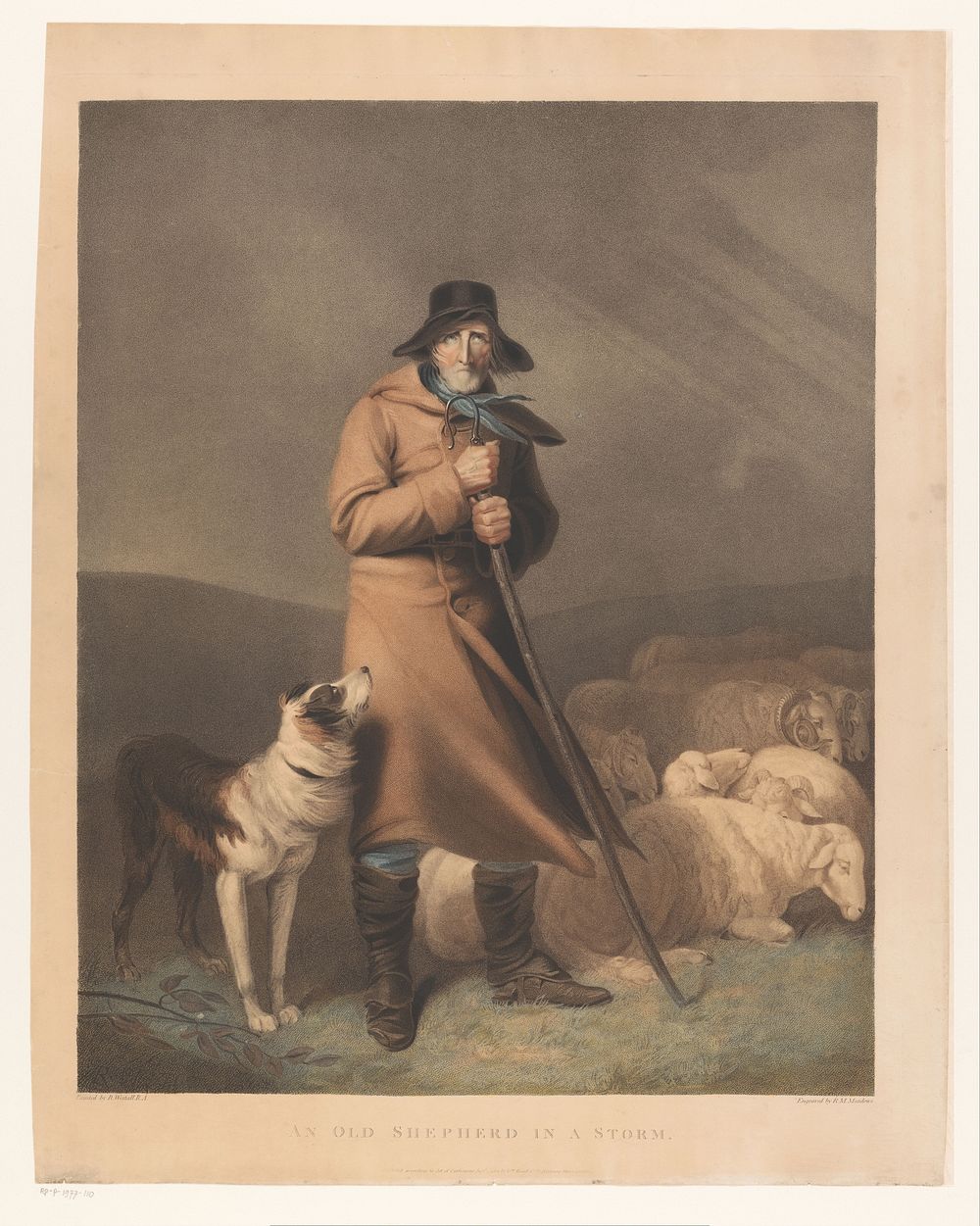 Herder met zijn hond en schapen (1802) by Robert Mitchell Meadows, Richard Westall and William Bond