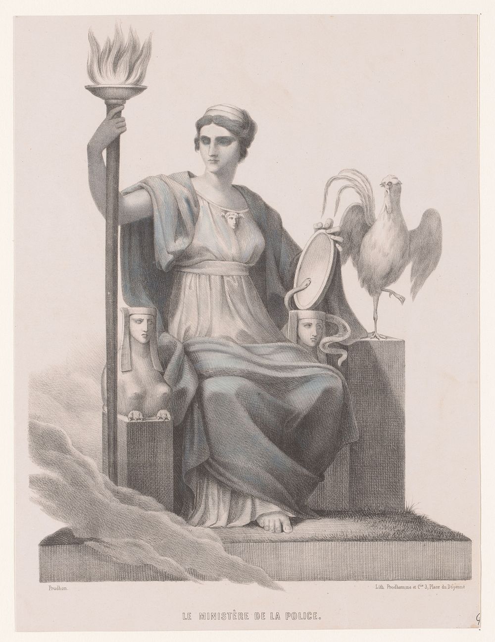 Waakzaamheid op een troon (1768 - 1823) by anonymous, Pierre Prud hon and Prudhomme et Cie