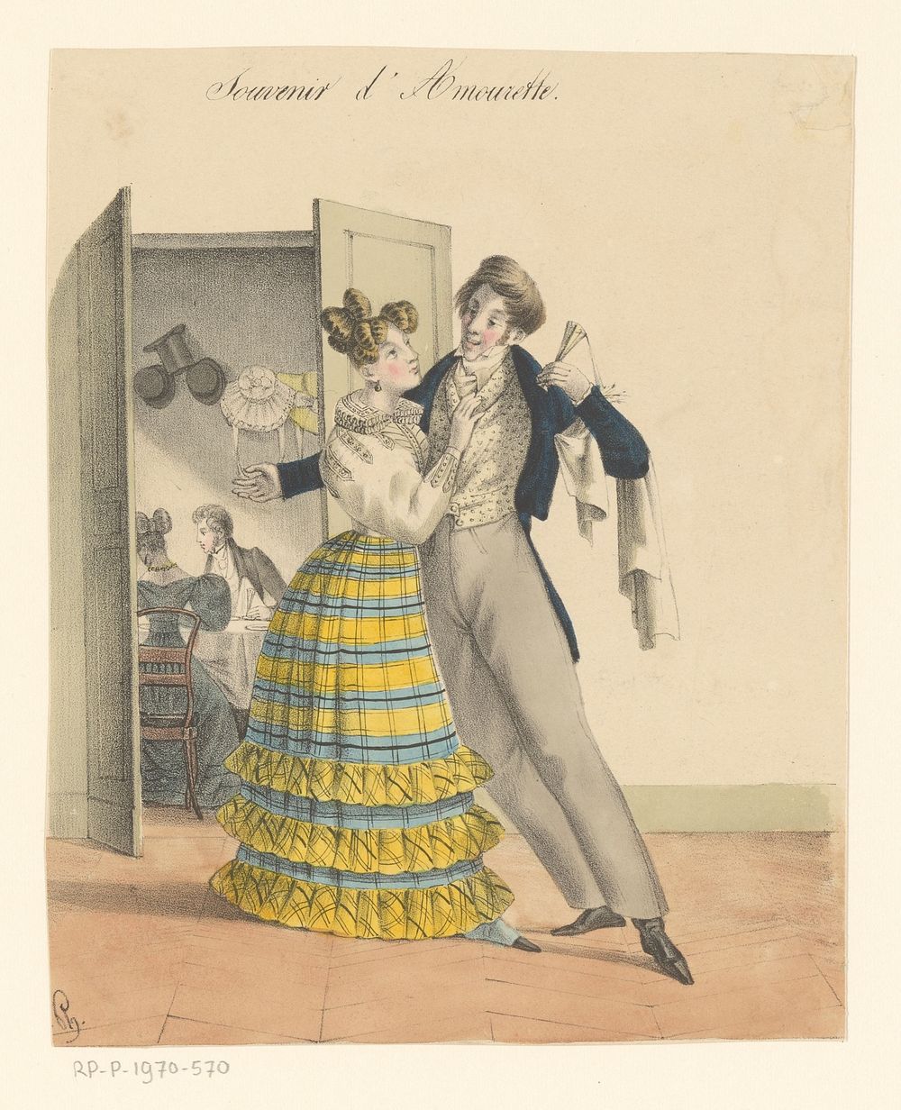 Man flirt met vrouw (1821 - 1828) by Charles Philipon, Alexandre Cheyère and Louis François Genty
