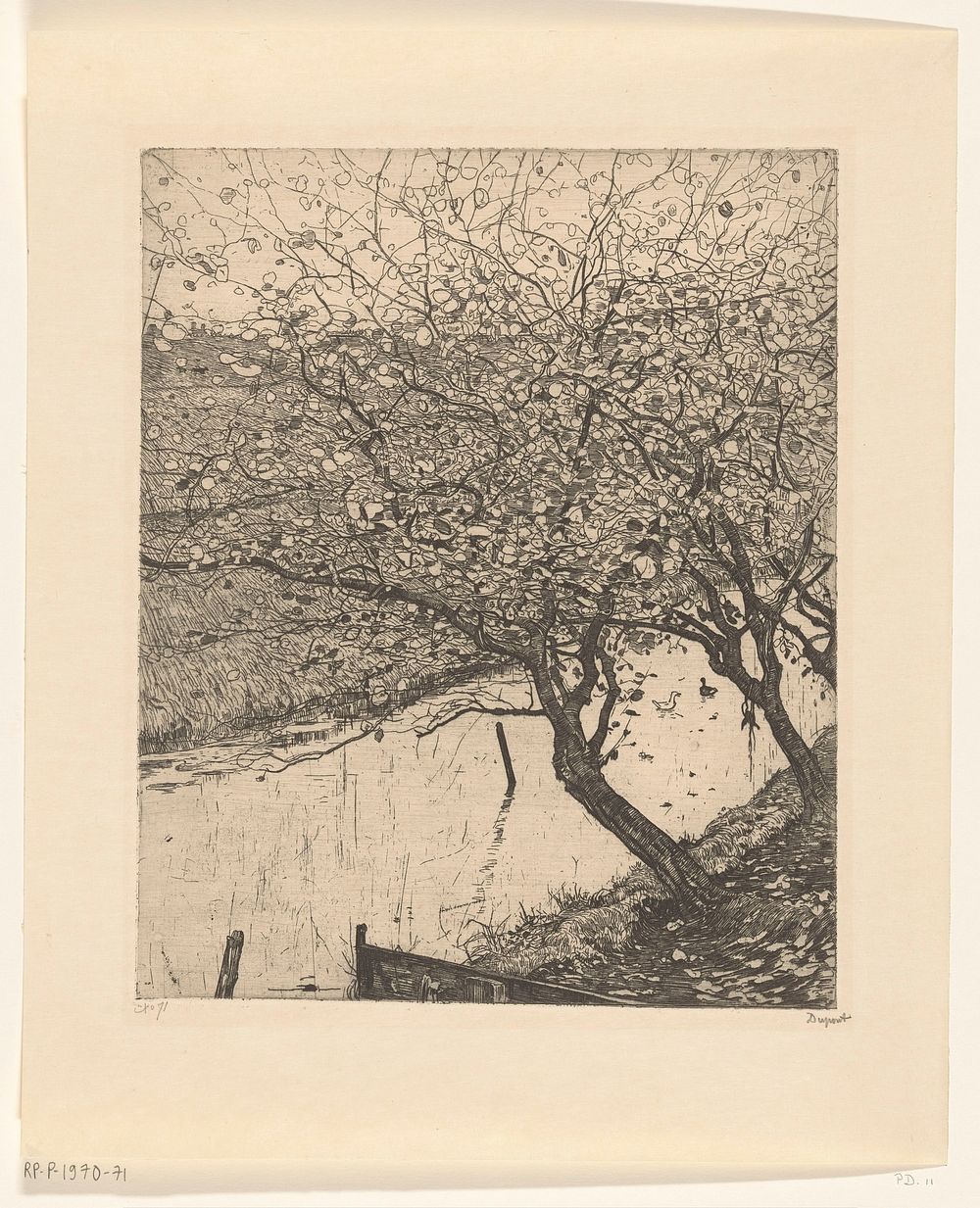 Scheefgegroeide appelbomen langs een sloot (1895) by Pieter Dupont