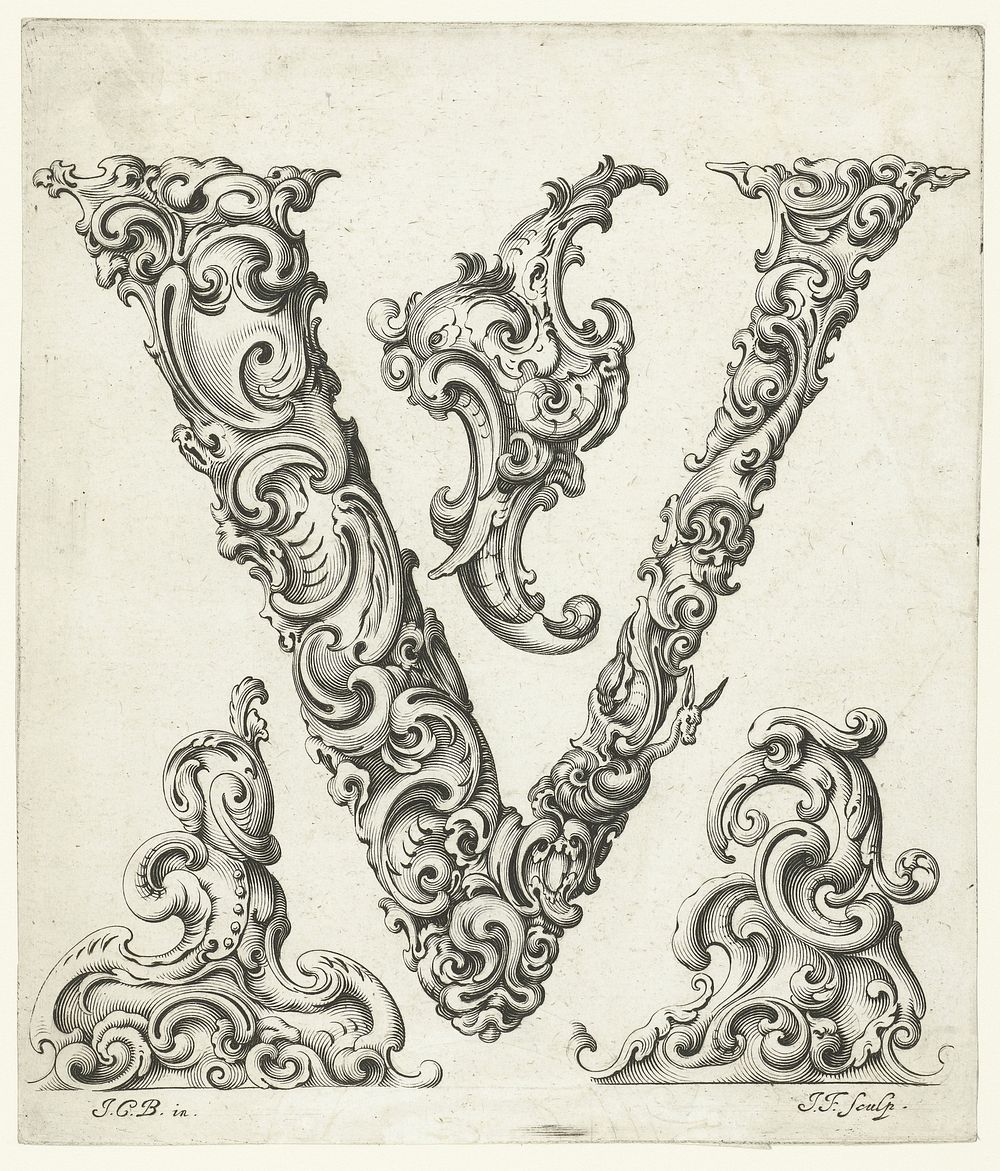 Letter V (c. 1645 - c. 1650) by Jeremias Falck, Johann Christian Bierpfaf and anonymous