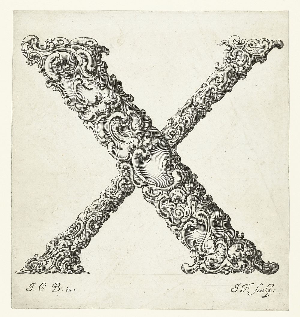 Letter X (c. 1645 - c. 1650) by Jeremias Falck, Johann Christian Bierpfaf and anonymous
