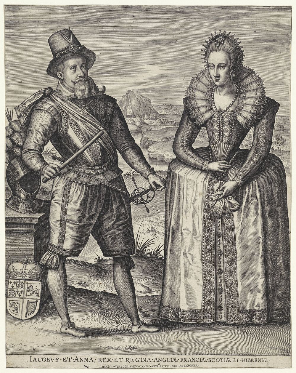 Dubbelportret van Jacobus I van Engeland en Anna van Denemarken, koning en koningin van England (1601 - 1605) by Johannes…